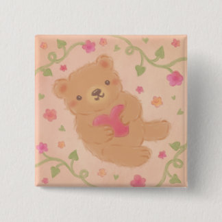 Badge Carré 5 Cm Happy Valentine's Day with Teddy Bear