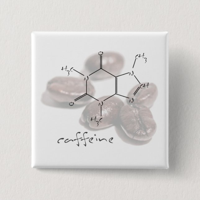 Badge Carré 5 Cm Haricots de caféine (Devant)