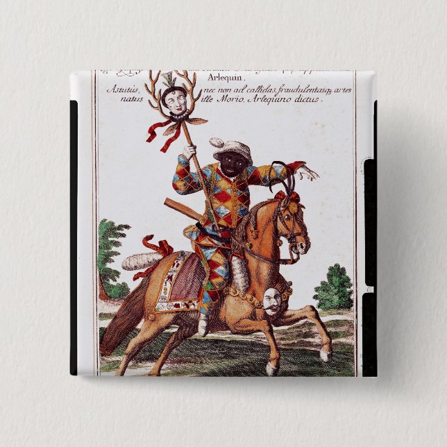 Badge Carré 5 Cm Harlequin à cheval (Devant)