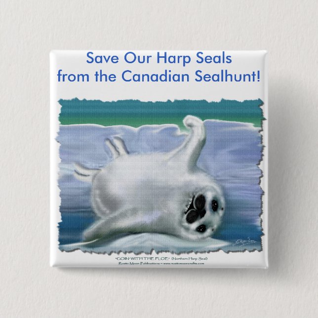 BADGE CARRÉ 5 CM HARP SEAL BÉBÉ (Devant)