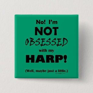 Badge Carré 5 Cm Harpe obsédée