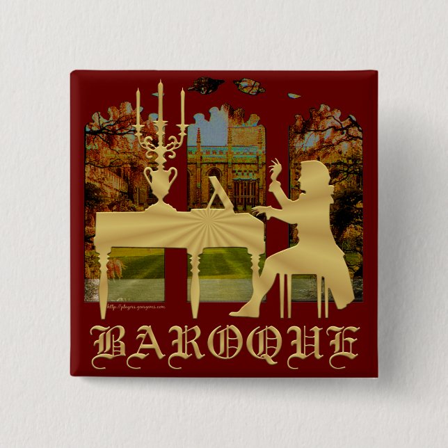 Badge Carré 5 Cm Harpsichord baroque (Devant)
