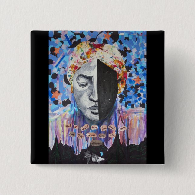 Badge Carré 5 Cm Harriet Tubman - bouton noir d'histoire (Devant)