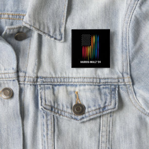 Badge Carré 5 Cm Harris Walz 2024 Élection Kamala Tim Waltz LGBT