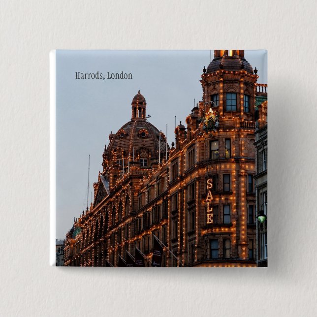 Badge Carré 5 Cm Harrods, London Night Lights (Devant)