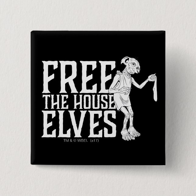 Badge Carré 5 Cm Harry Potter | Libérez La Maison Elves (Devant)