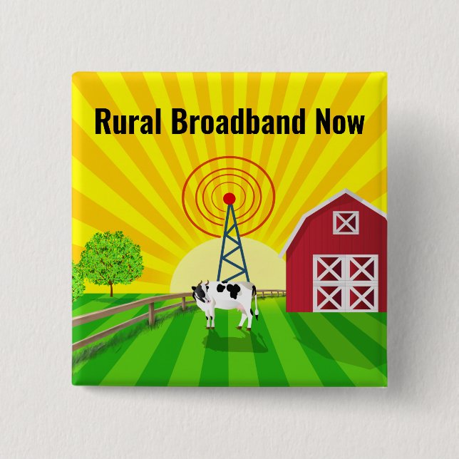 Badge Carré 5 Cm Haut débit rural maintenant (Devant)