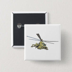 Badge Carré 5 Cm Hélicoptère de dessin animé "Hind"