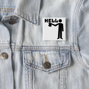 Badge Carré 5 Cm Hello