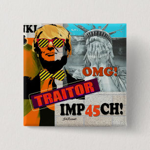 Badge Carré 5 Cm Helsinki SummitTrump/goupille d'art de collage