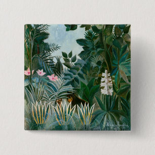 Badge Carré 5 Cm Henri Rousseau - La jungle équatoriale