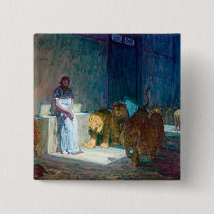 Badge Carré 5 Cm Henry Ossawa Tanner Daniel dans le Den des Lions