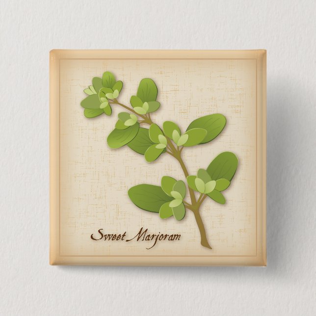 Badge Carré 5 Cm Herb de Sweet Marjoram (Devant)