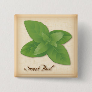 Badge Carré 5 Cm Herbe Basil douce