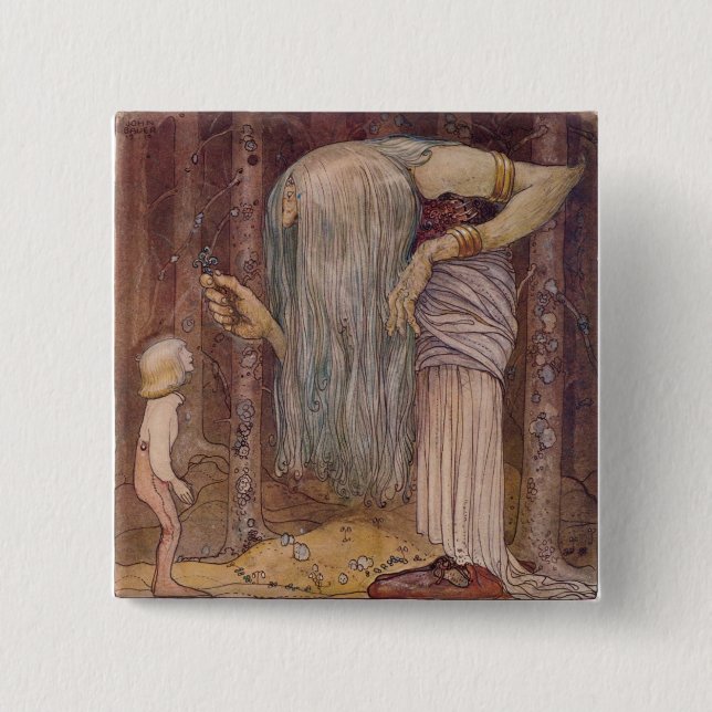 Badge Carré 5 Cm HERBE de John Bauer TROLL (Devant)