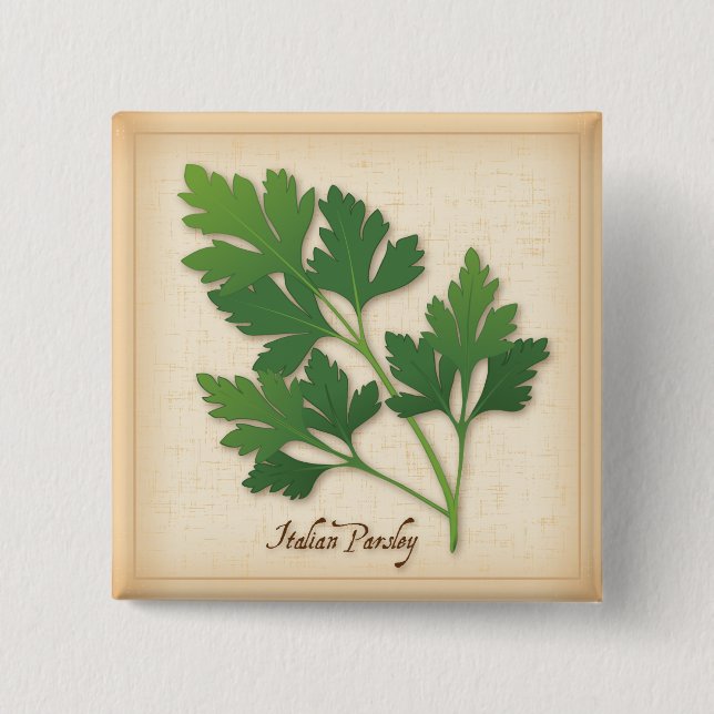 Badge Carré 5 Cm Herbe de persil italienne (Devant)