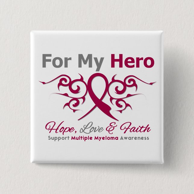 Badge Carré 5 Cm Herbe de ruban Tribal Myeloma Multiple (Devant)