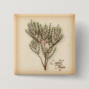 Badge Carré 5 Cm Herbe de thym anglaise