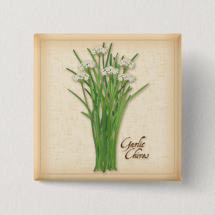 Badge Carré 5 Cm Herbe Garlic Chives