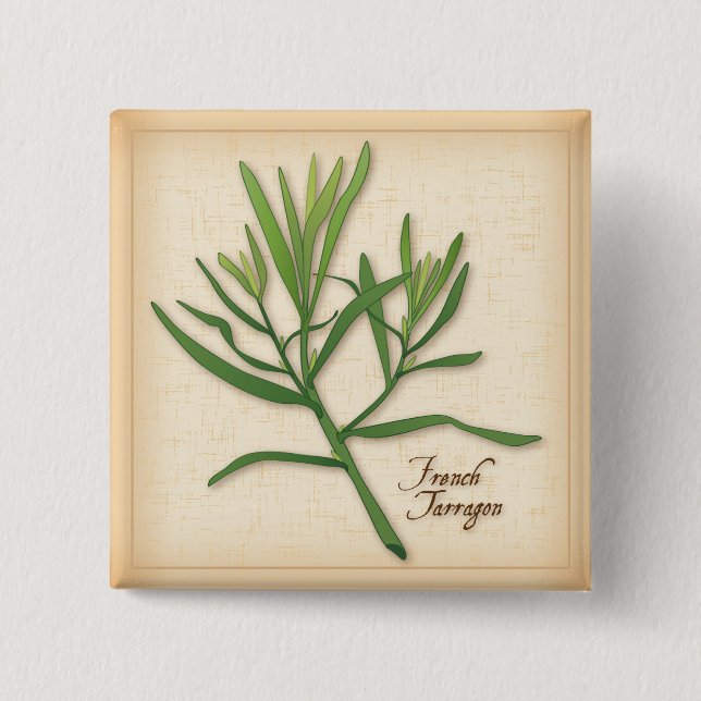 Badge Carré 5 Cm Herbe Tarragone française (Devant)