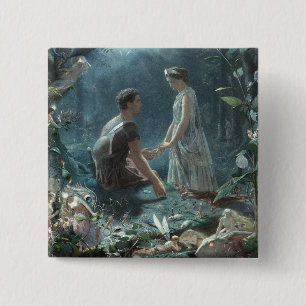 Badge Carré 5 Cm Hermia Lysander & fées Midsummer Night Dream
