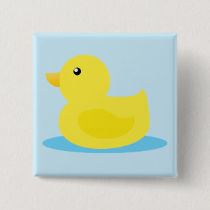Badge Carré 5 Cm Heure du bain Canard jaune