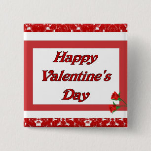 Badge Carré 5 Cm Heureuse Sainte-Valentin
