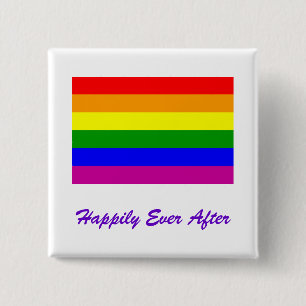Badge Carré 5 Cm Heureux toujours après/Mariage gay