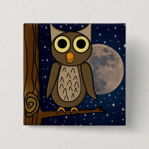 Badge Carré 5 Cm hibou