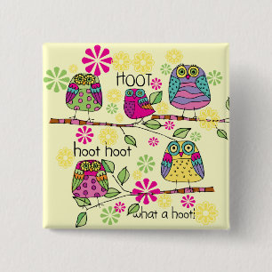 Badge Carré 5 Cm Hibou de Hootie