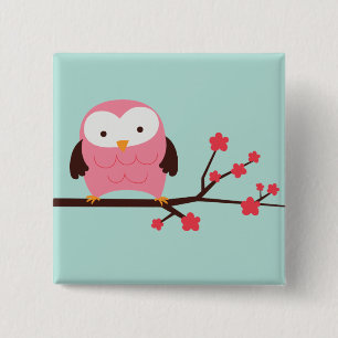 Badge Carré 5 Cm Hibou de ressort