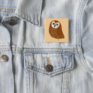 Badge Carré 5 Cm Hibou des scieries moderne mignon