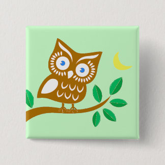 Badge Carré 5 Cm Hibou mignon