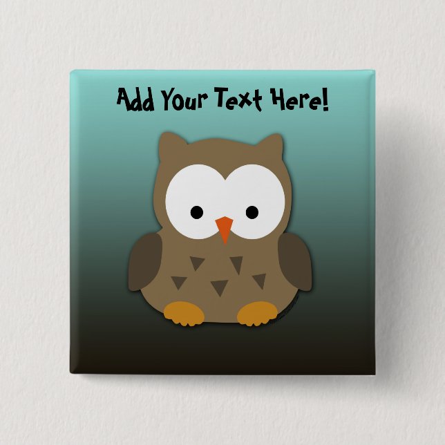 Badge Carré 5 Cm Hibou mignon de bébé personnalisé (Devant)