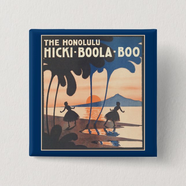 Badge Carré 5 Cm Hicki Boola huent le bouton (Devant)