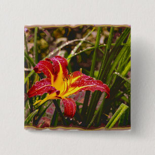 Badge Carré 5 Cm Hier Lily Après La Pluie