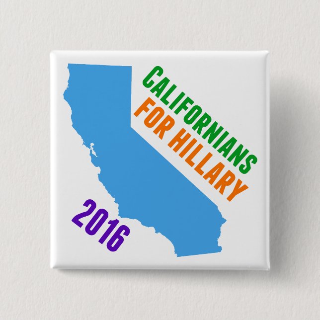 Badge Carré 5 Cm Hillary Clinton Californie (Devant)