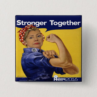 Badge Carré 5 Cm Hillary Clinton plus forte ensemble