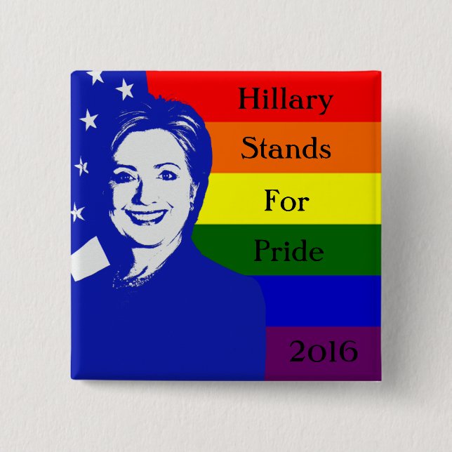 Badge Carré 5 Cm Hillary représente la fierté (Devant)