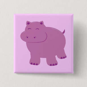 Badge Carré 5 Cm Hippo mignon