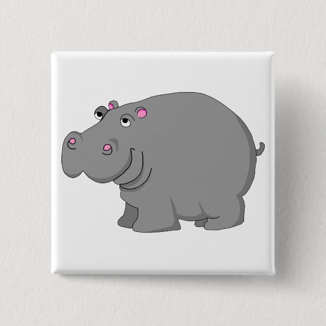 Badge Carré 5 Cm hippopotame (Devant)