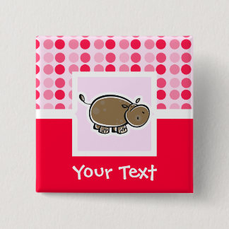 Badge Carré 5 Cm Hippopotame mignon