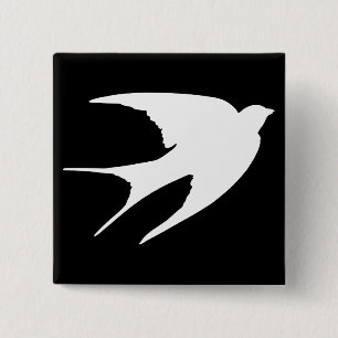 Badge Carré 5 Cm Hirondelle à la grange