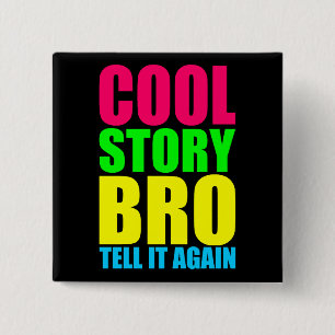 Badge Carré 5 Cm Histoire néon cool mec