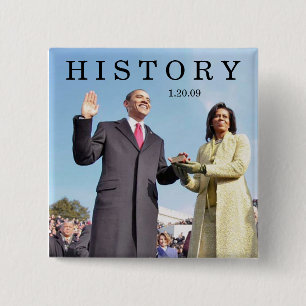 Badge Carré 5 Cm HISTOIRE : Obama jurant dans la cérémonie