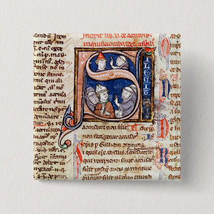 Badge Carré 5 Cm Historiated parafent "S" dépeignant pape Gregory