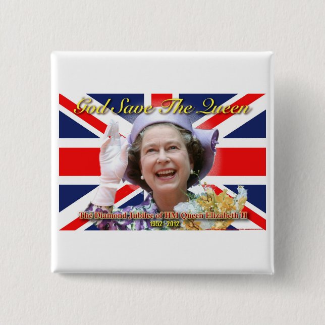 Badge Carré 5 Cm HM Queen Elizabeth II Diamond Jubilee (Devant)