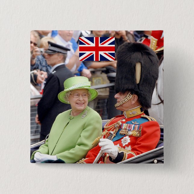 Badge Carré 5 Cm HM Reine Elizabeth-Duc d'Édimbourg (Devant)