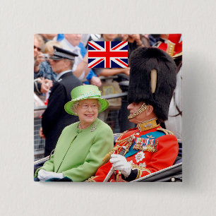 Badge Carré 5 Cm HM Reine Elizabeth-Duc d'Édimbourg