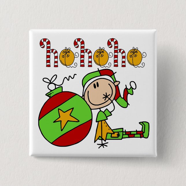 Badge Carré 5 Cm Ho Ho Ho Holiday Elfe (Devant)